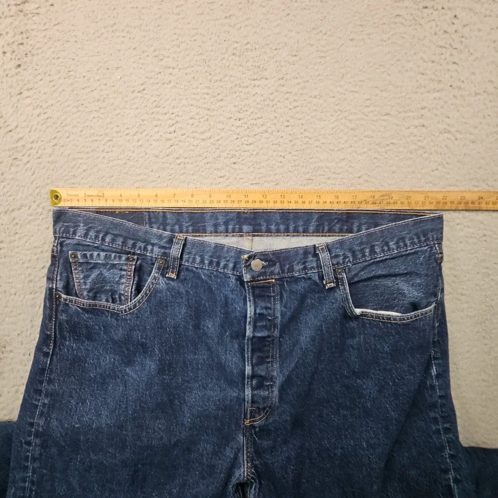 Levis 501 Jeans Mens 44x34 Blue Denim Classic Straight Cowboy Classic Dark Wash